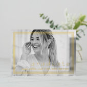 Invitation En Aluminium Élégant Simple Graduation Party Black & Gold Foil (Debout devant)