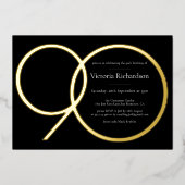 Invitation En Aluminium Elégant Simple moderne Black Gold 90e anniversaire (Recto)