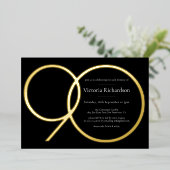 Invitation En Aluminium Elégant Simple moderne Black Gold 90e anniversaire (Debout devant)