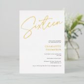 Invitation En Aluminium Élégant simple moderne blanc doux 16 or (Debout devant)