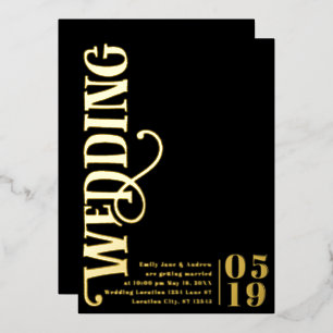 Invitation En Aluminium Élégant Simple Moderne Minimaliste Mariage Or