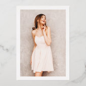 Invitation En Aluminium Elégant simple moderne photo blanche doux 16 or (Verso)