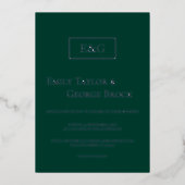 Invitation En Aluminium Élégant simple Monogramme vert Mariage moderne (Recto)