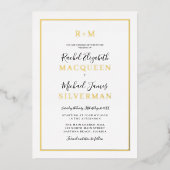 Invitation En Aluminium Elégant Simple Real Gold Bordure Mariage blanc (Recto)