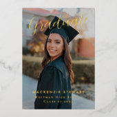 Invitation En Aluminium Élégant Simple Script Photo Graduation Gold (Recto)