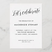 Invitation En Aluminium Élégant Simple Script Photo Graduation Gold (Verso)