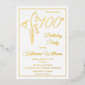 Invitation En Aluminium Élégant Snowdrops 100e fête d'anniversaire étampé (Recto)