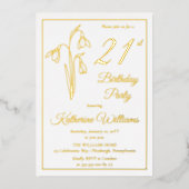 Invitation En Aluminium Élégant Snowdrops 21ème Anniversaire Fête Bloquée (Recto)