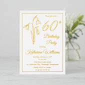 Invitation En Aluminium Élégant Snowdrops 60e fête d'anniversaire étampé (Debout devant)