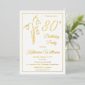 Invitation En Aluminium Élégant Snowdrops 80e fête d'anniversaire étampé (Debout devant)