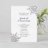Invitation En Aluminium Élégant Snowflakes Mariage d'hiver (Debout devant)
