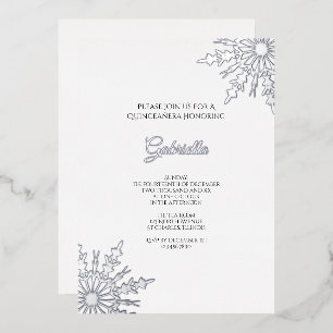 Invitation En Aluminium Élégant Snowflakes Winter Quinceañera