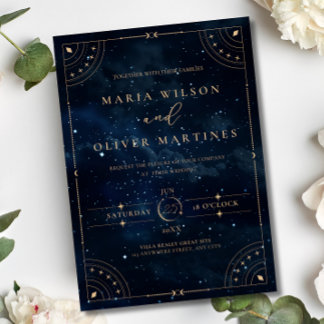 Invitation En Aluminium Elegant Starry night Wedding Celestial Wedding 