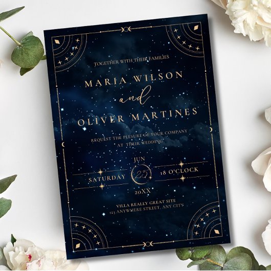 Invitation En Aluminium Elegant Starry night Wedding Celestial Wedding