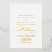 Invitation En Aluminium Élégant Stylish Calligraphie Mariage Or (Recto)