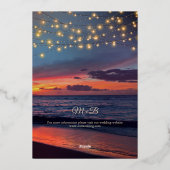 Invitation En Aluminium Elégant Sunset Beach String Lights Mariage été (Verso)