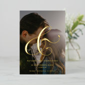 Invitation En Aluminium Elégant Superposition de l'esperluette Photo Enreg (Debout devant)