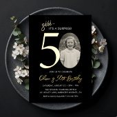 Invitation En Aluminium Elegant Surprise 50th Birthday Black and Gold