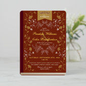 Invitation En Aluminium Élégant Terra Cotta Gold Floral Mariage de couvert (Debout devant)