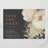 Invitation En Aluminium Élégant Terrain Floral Dark Non Photo Enregistrer  (Recto)