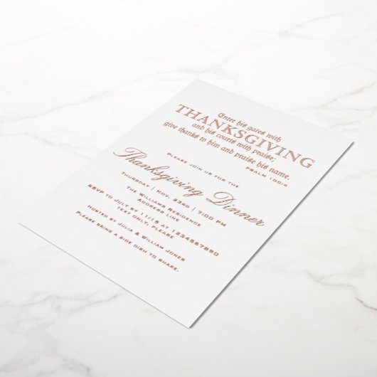 Invitation En Aluminium Élégant Thanksgiving Diner Party Psaume 100:4 (Rotation)