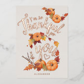 Invitation En Aluminium Élégant Thanksgiving Orange Citrouille Love Script (Recto)