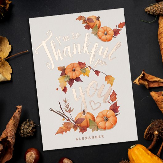 Invitation En Aluminium Élégant Thanksgiving Orange Citrouille Love Script