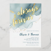 Invitation En Aluminium Elégant Toujours Dusty Blue Beach Mariage (Recto)