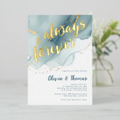 Invitation En Aluminium Elégant Toujours Dusty Blue Beach Mariage (Debout devant)