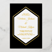 Invitation En Aluminium Élégant traditionnel Black & Gold Foil Mariage Foi (Recto)