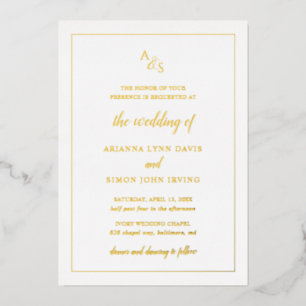 Invitation En Aluminium Élégant Traditionnel Monogramme Mariage Or
