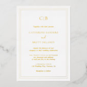 Invitation En Aluminium Élégant traditionnel Monogramme simple Mariage Or (Recto)