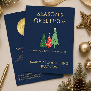 Invitation En Aluminium Élégant Trois Arbres Affaires Noël Bleu Or