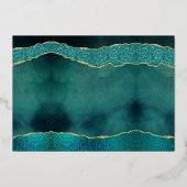 Invitation En Aluminium Elégant Turquoise & Or Agate Mariage Merci (Verso)