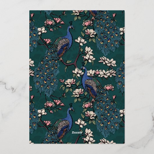 Invitation En Aluminium Elégant Turquoise Peacock Mariage or (Verso)