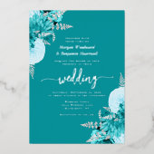 Invitation En Aluminium Elegant Turquoise Silver Floral Wedding (Recto)