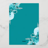 Invitation En Aluminium Elegant Turquoise Silver Floral Wedding (Verso)