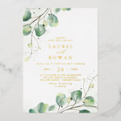 Invitation En Aluminium Élégant verdure Décontracté or Mariage (Recto)
