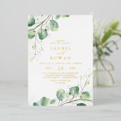 Invitation En Aluminium Élégant verdure Décontracté or Mariage (Debout devant)