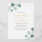Invitation En Aluminium Elégant Verdure Eucalyptus Engagement Party Gold (Recto)
