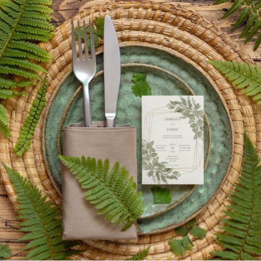 Invitation En Aluminium Elégant Verdure or rustique mariage
