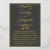 Invitation En Aluminium Élégant Veri Mariage charbon et or (Recto)