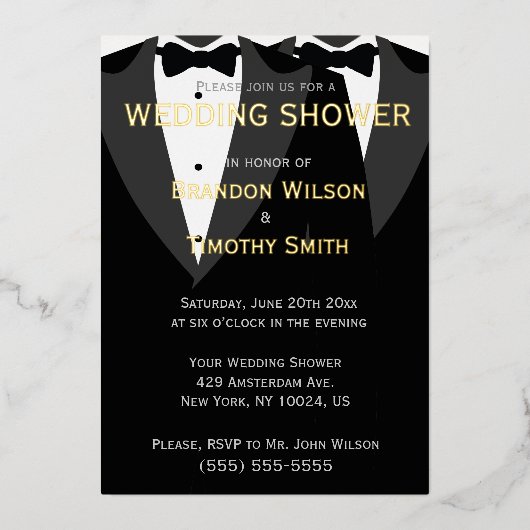 Invitation En Aluminium Élégant Véritable Gold Foil Wedding shower Invitat (Recto)