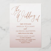 Invitation En Aluminium Élégant Véritable Mariage Rose Bleu Or (Recto)