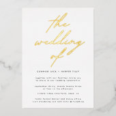 Invitation En Aluminium Elégant Véritable Or Moderne Mariage Foil Invitati (Recto)