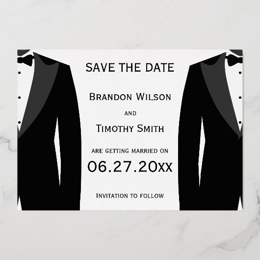 Invitation En Aluminium Élégant Véritable Pile Or Gay Mariage Enregistrer (Verso)