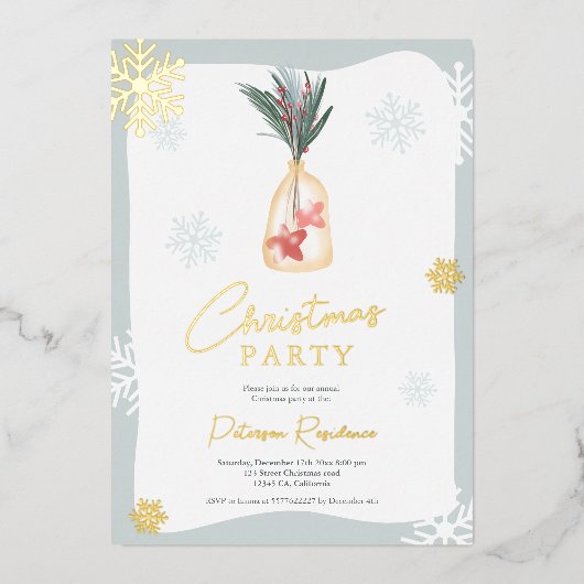 Invitation En Aluminium Élégant vert bleu rouge boho branches Noël (Recto)