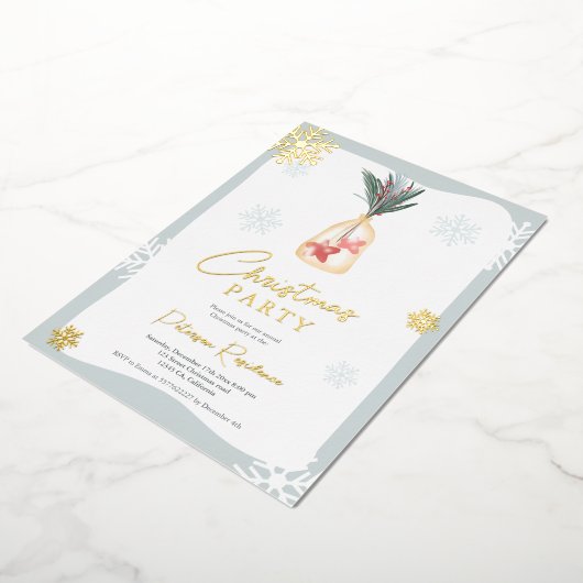 Invitation En Aluminium Élégant vert bleu rouge boho branches Noël (Rotation)