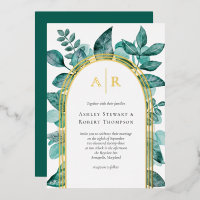Élégant Vert de Mer Aquarelle Mariage Or