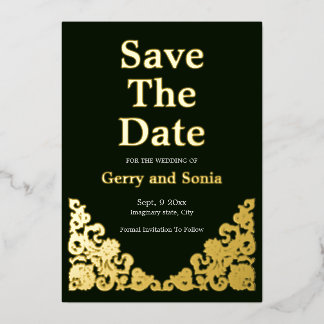 Invitation En Aluminium Elégant Vert et Or